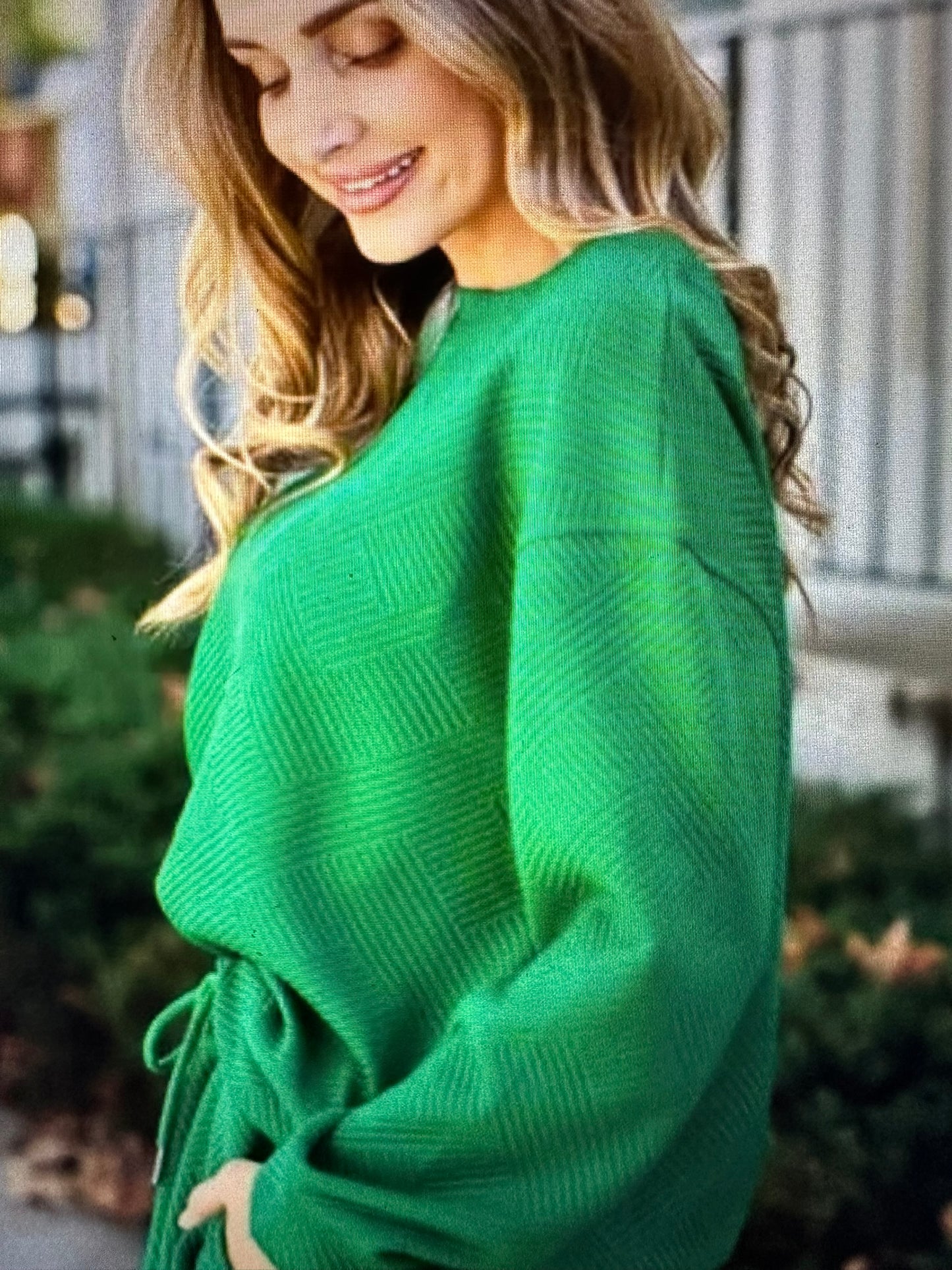 Double Take Full Size Textured Long Sleeve Top and Drawstring Pants Set