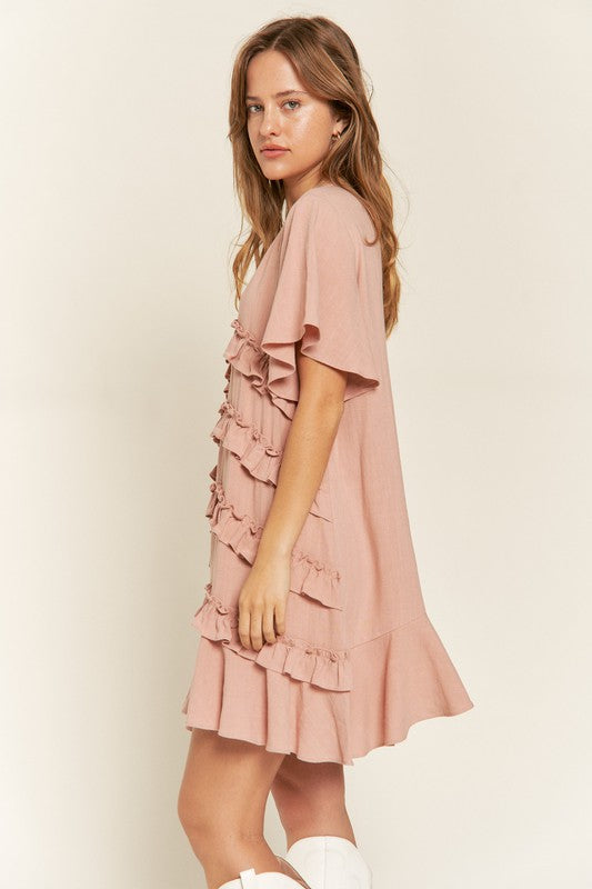 PLUS TIERED RUFFLE MINI DRESS