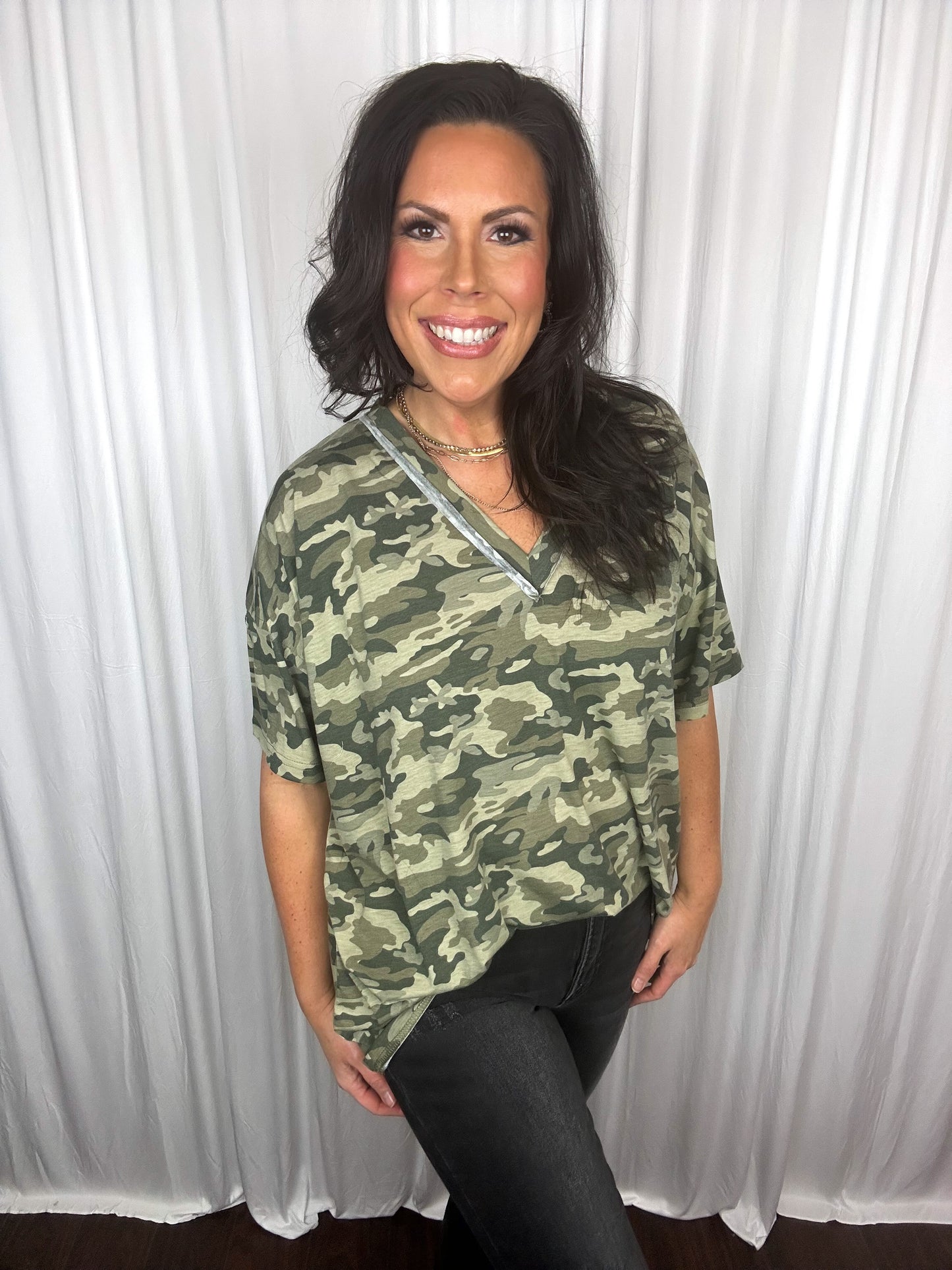 Camouflage oversized short sleeve t-shirt