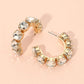 Faceted Round Stone Hoop Earrings