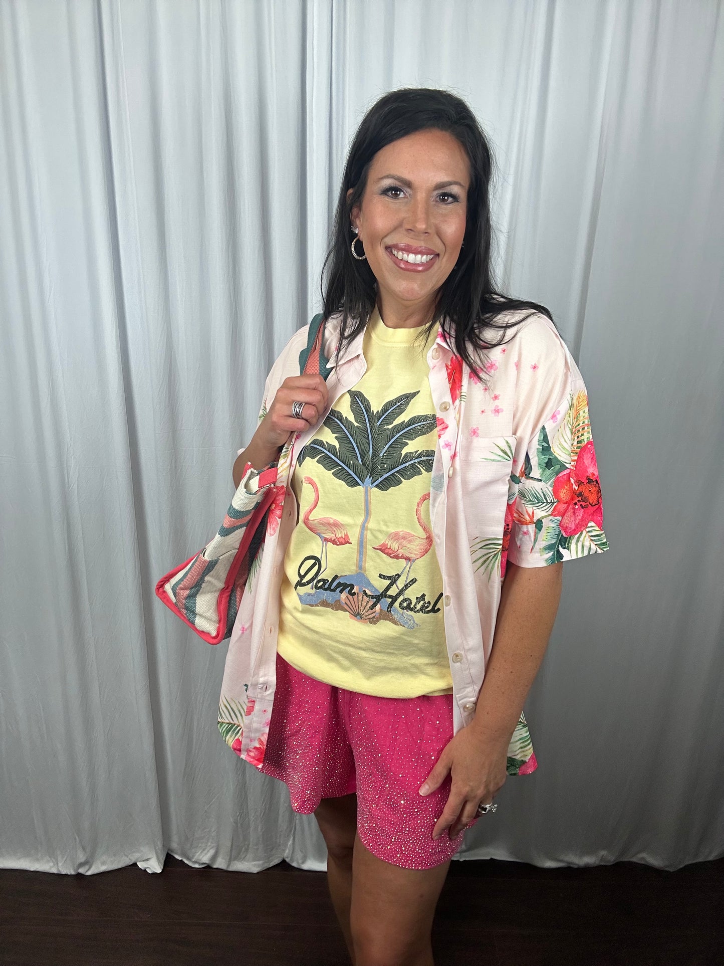 Palm Oasis Flamingo Graphic Tee | Summer Resort Style