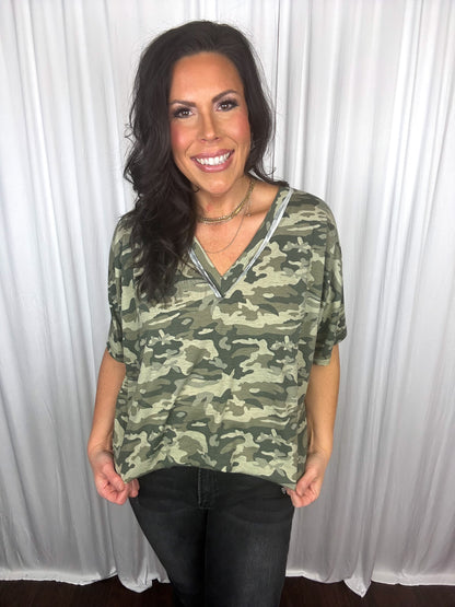Camouflage oversized short sleeve t-shirt