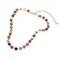 SECRET BOX_Faceted Round Multicolor Cushion Stone Link Necklace