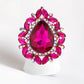 Teardrop Stone Centered Round Marquise Stone Trimmed Stretch Ring