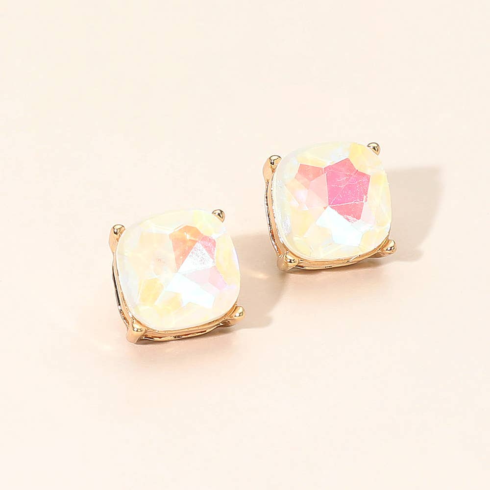 Square Cushion Stud Earrings