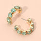 Faceted Round Stone Hoop Earrings
