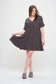 PLUS SIZE SHORT SLV BUTTON DOWN V-NECK SHORT DRESS