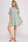 PLUS SIZE SHORT SLV BUTTON DOWN V-NECK SHORT DRESS