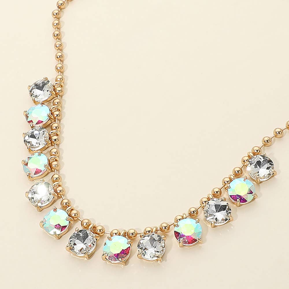 Cushion Teardrop Round Stone Link Evening Necklace