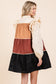 Plus Tiered Color Block Mini Dress