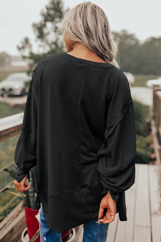 Women Patchwork Drop Shoulder Oversized Top