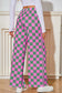 Checked Print High Waist Wide Leg Pants