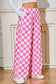 Checked Print High Waist Wide Leg Pants