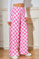 Checked Print High Waist Wide Leg Pants