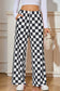 Checked Print High Waist Wide Leg Pants