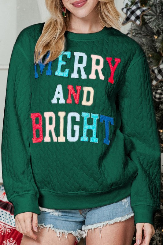 Merry and Bright Quilted Sweatshirt