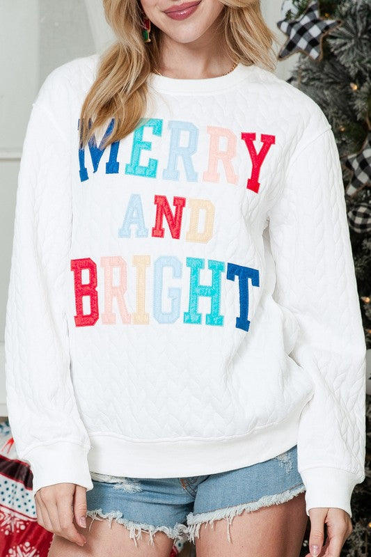 Merry and Bright Quilted Sweatshirt