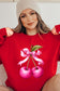 Cherry with Coquette Bow Graphic Fleece Sweatshirt