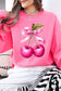 Cherry with Coquette Bow Graphic Fleece Sweatshirt