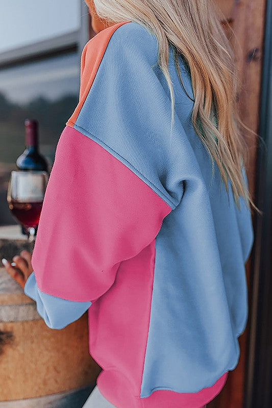 Women Colorblock Patchwork Drop Sweatshirt