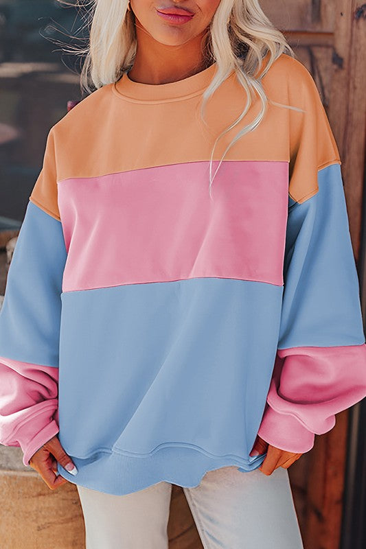 Women Colorblock Patchwork Drop Sweatshirt