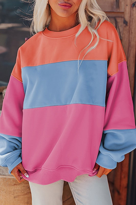 Women Colorblock Patchwork Drop Sweatshirt