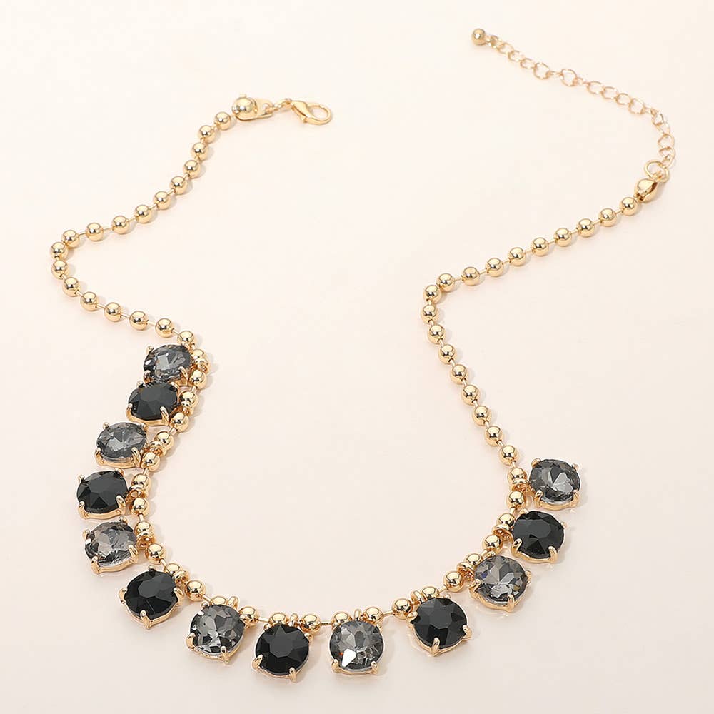 Cushion Teardrop Round Stone Link Evening Necklace