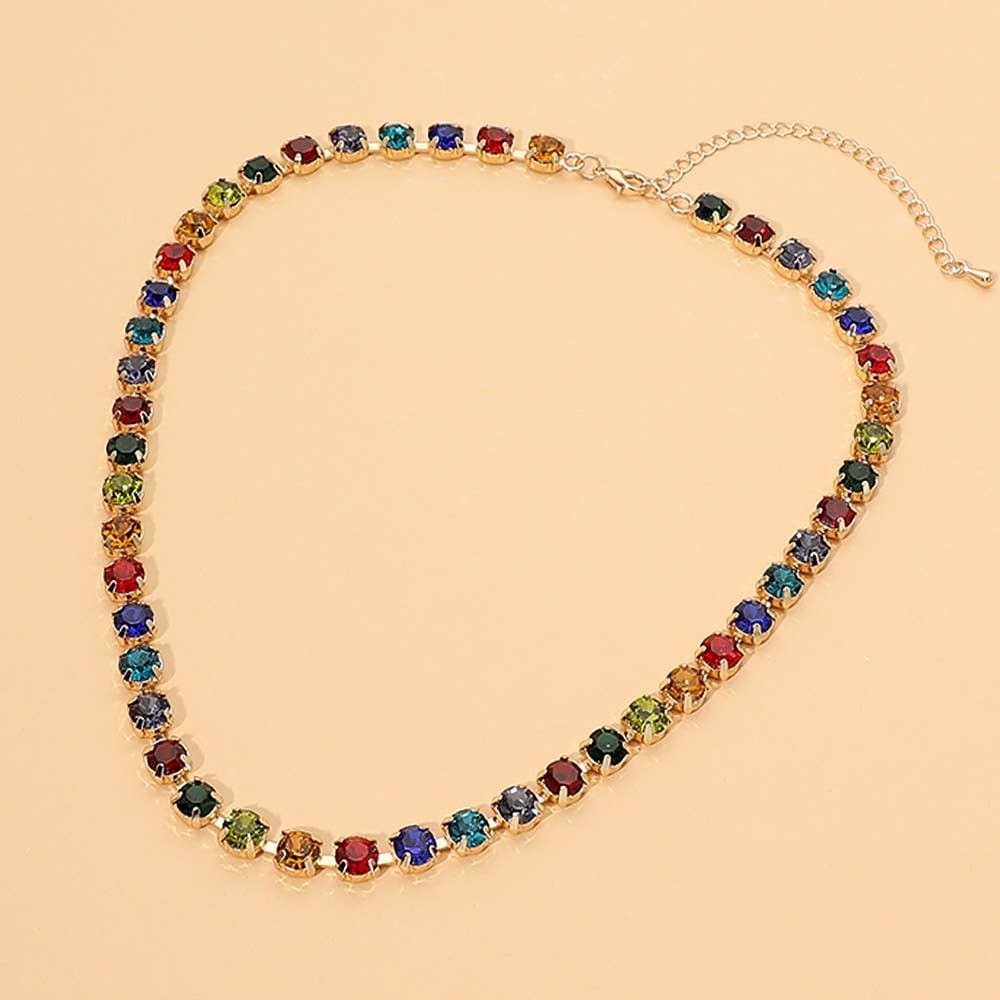 Round Stone Link  Statement Necklace