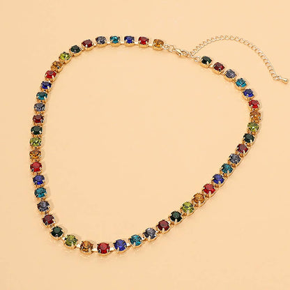 Round Stone Link  Statement Necklace