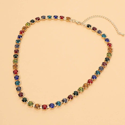 Round Stone Link  Statement Necklace