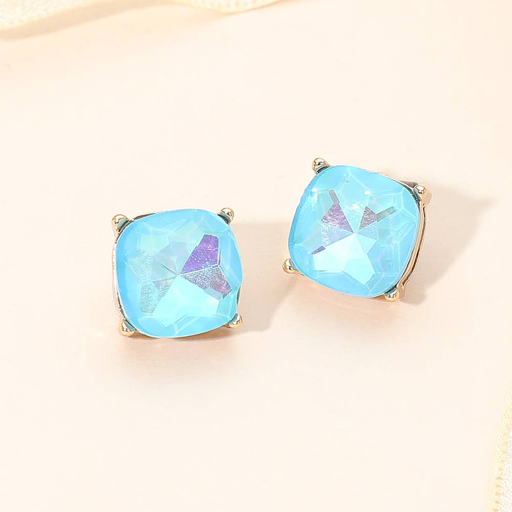 Square Cushion Stud Earrings
