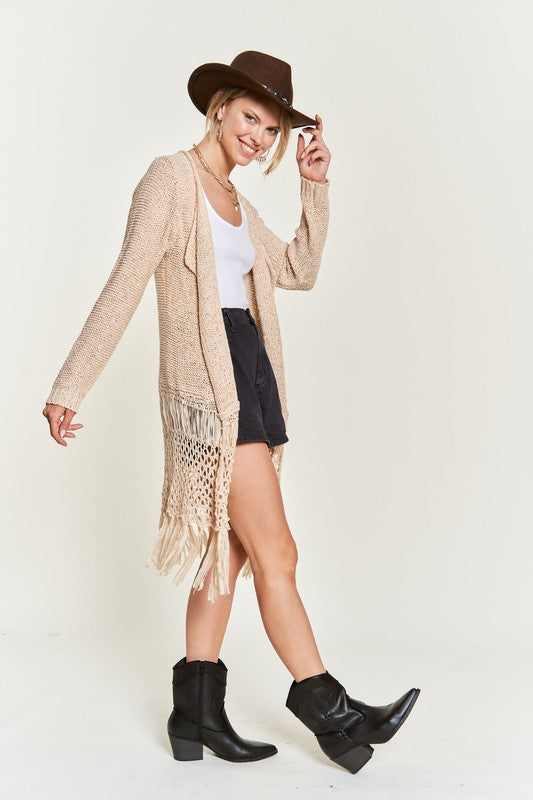 FRINGE KNIT CARDIGAN PLUS KRT1001