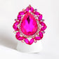 Teardrop Stone Centered Round Marquise Stone Trimmed Stretch Ring