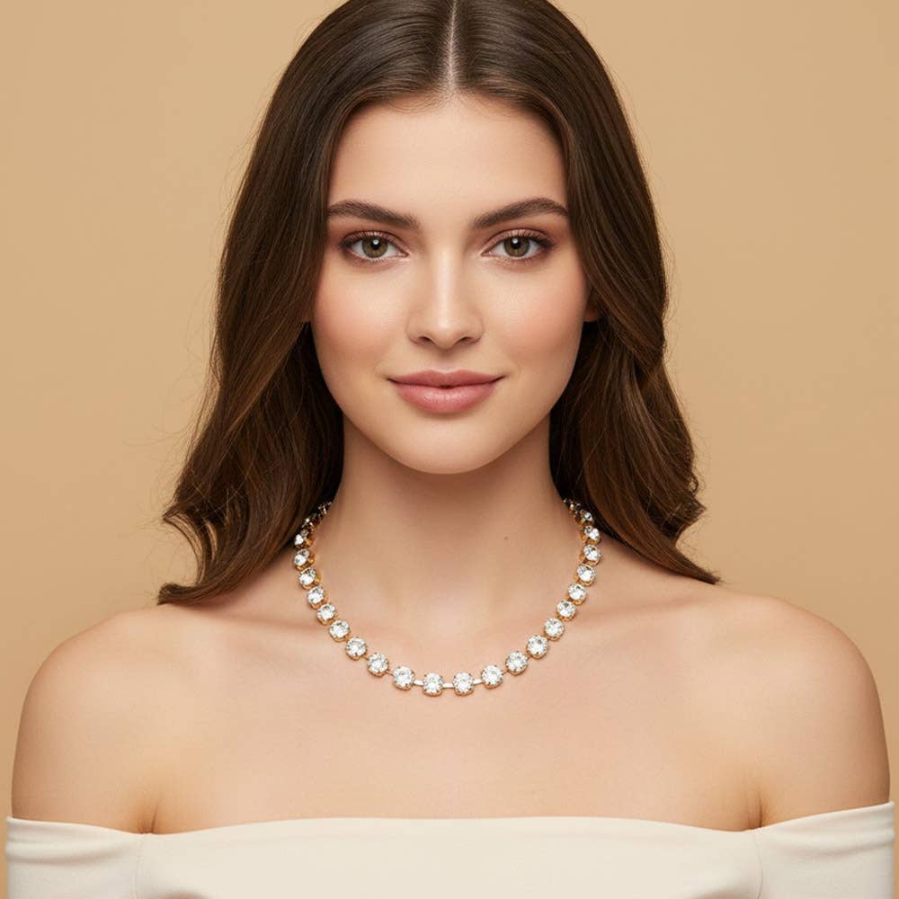 Round Stone Link  Statement Necklace