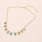 Rectangle Stone Cluster Station Beaded Chain Necklace