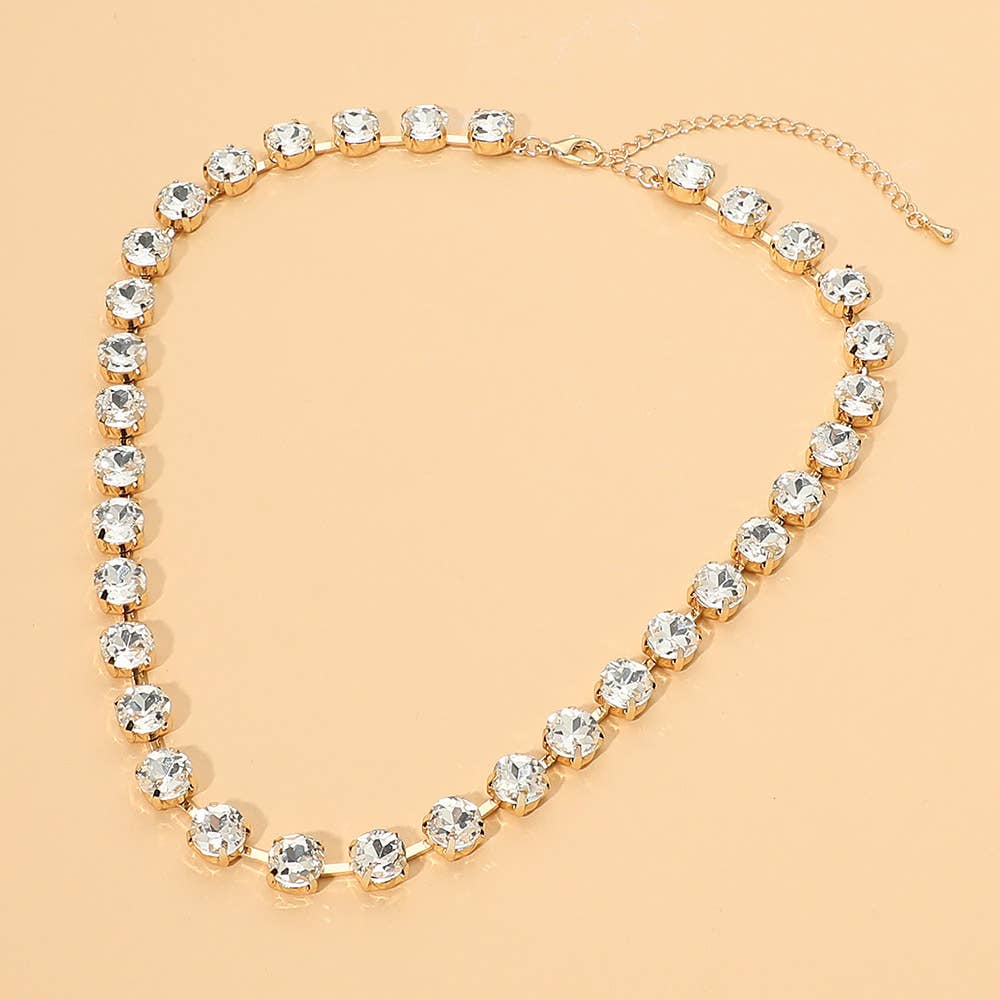 Round Stone Link  Statement Necklace