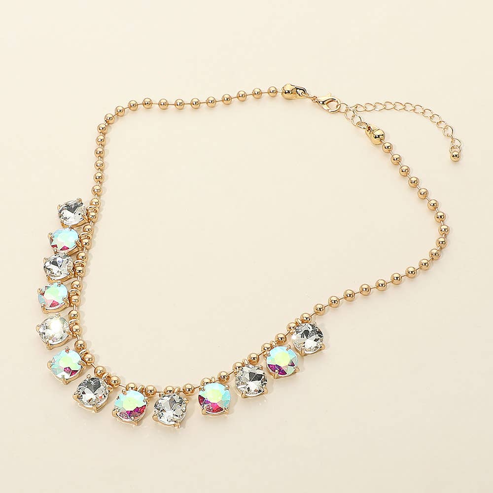 Cushion Teardrop Round Stone Link Evening Necklace