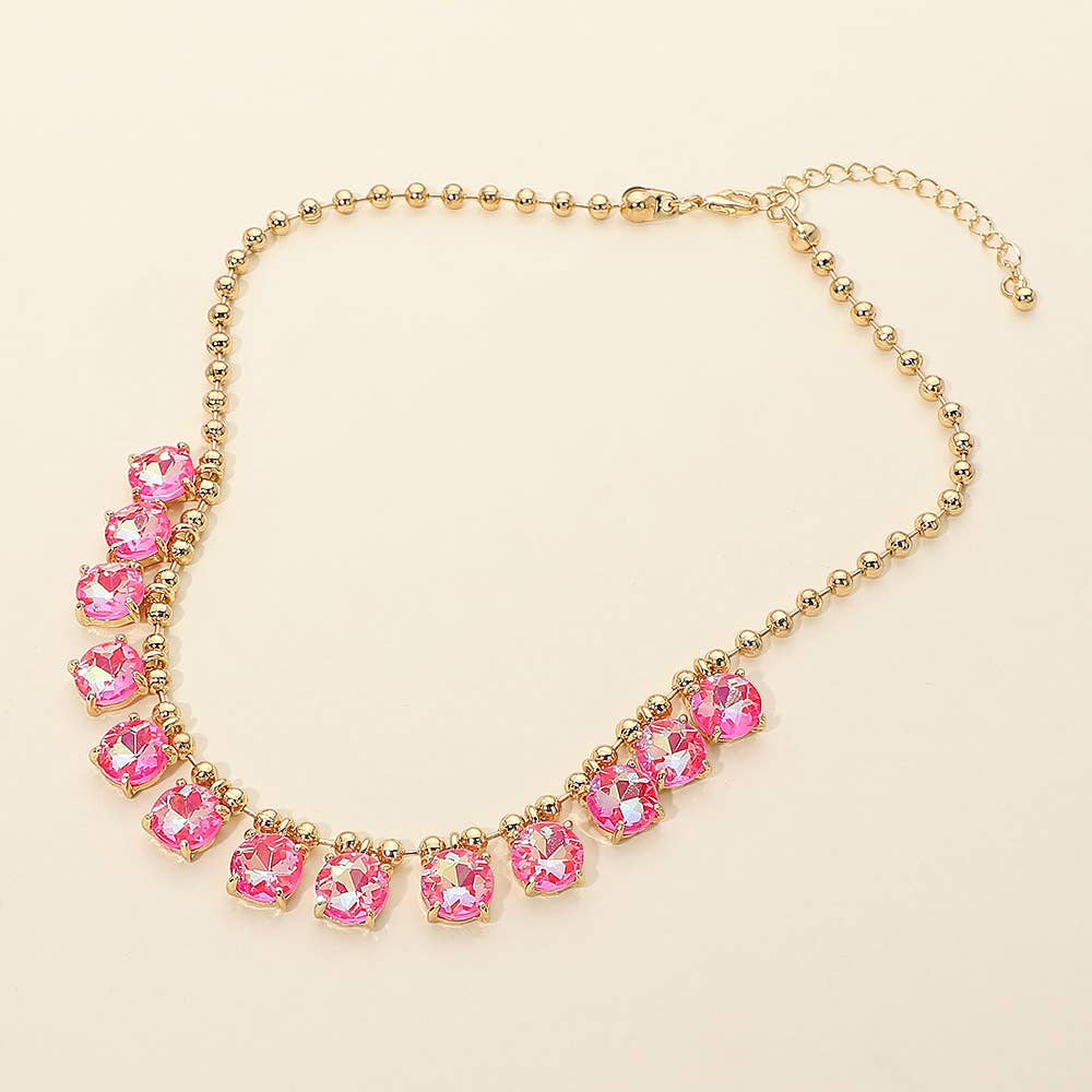 Cushion Teardrop Round Stone Link Evening Necklace