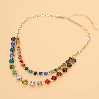 Round Stone Layered Statement Necklace