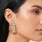 Faceted Round Stone Hoop Earrings