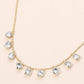 Rectangle Stone Cluster Station Beaded Chain Necklace