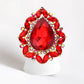 Teardrop Stone Centered Round Marquise Stone Trimmed Stretch Ring