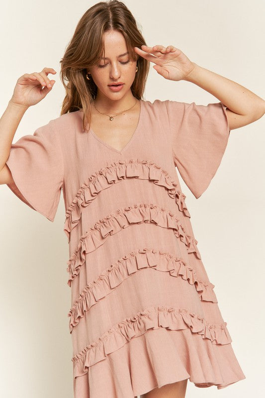 PLUS TIERED RUFFLE MINI DRESS