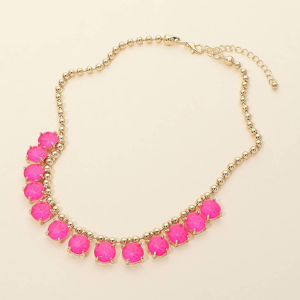 Cushion Teardrop Round Stone Link Evening Necklace