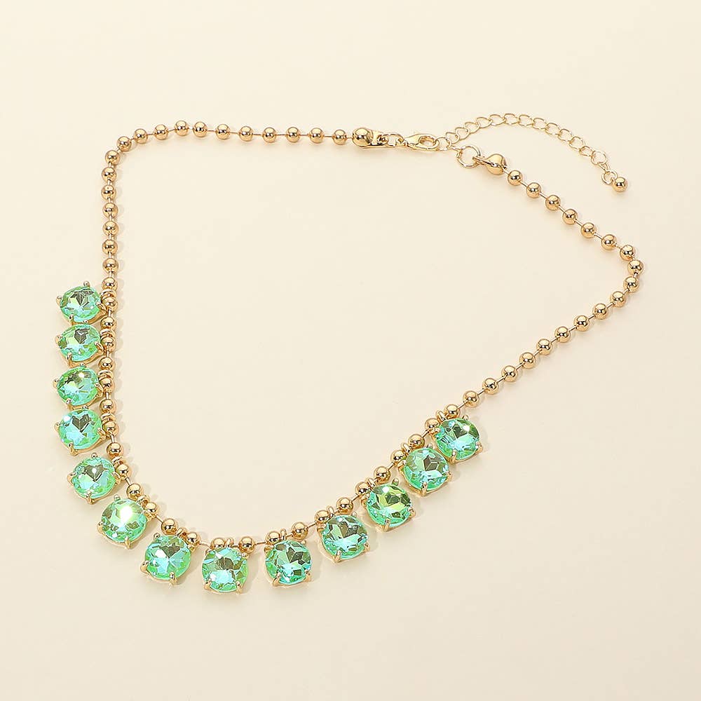 Cushion Teardrop Round Stone Link Evening Necklace