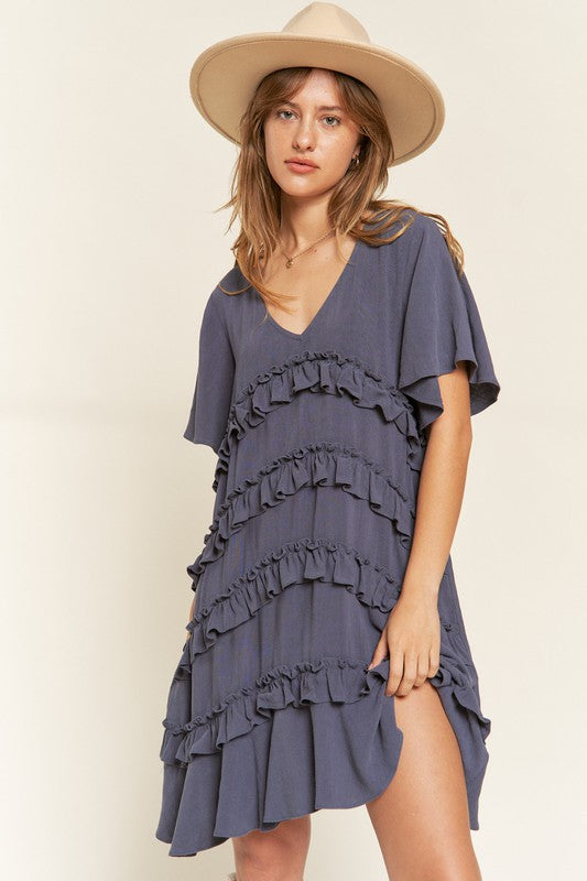 PLUS TIERED RUFFLE MINI DRESS