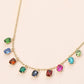 Rectangle Stone Cluster Station Beaded Chain Necklace