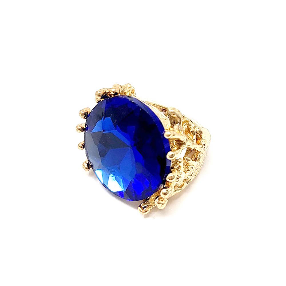 Metal Twig Detailed Round Stone Stretch Ring