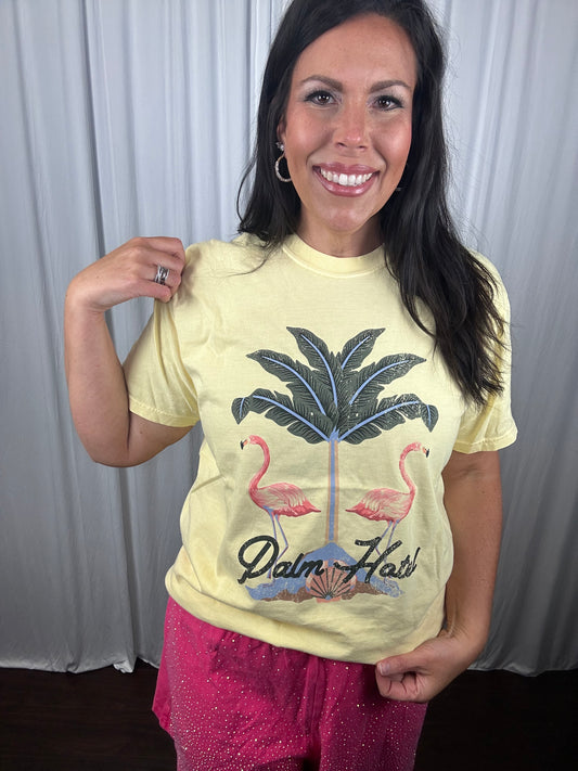 Palm Oasis Flamingo Graphic Tee | Summer Resort Style