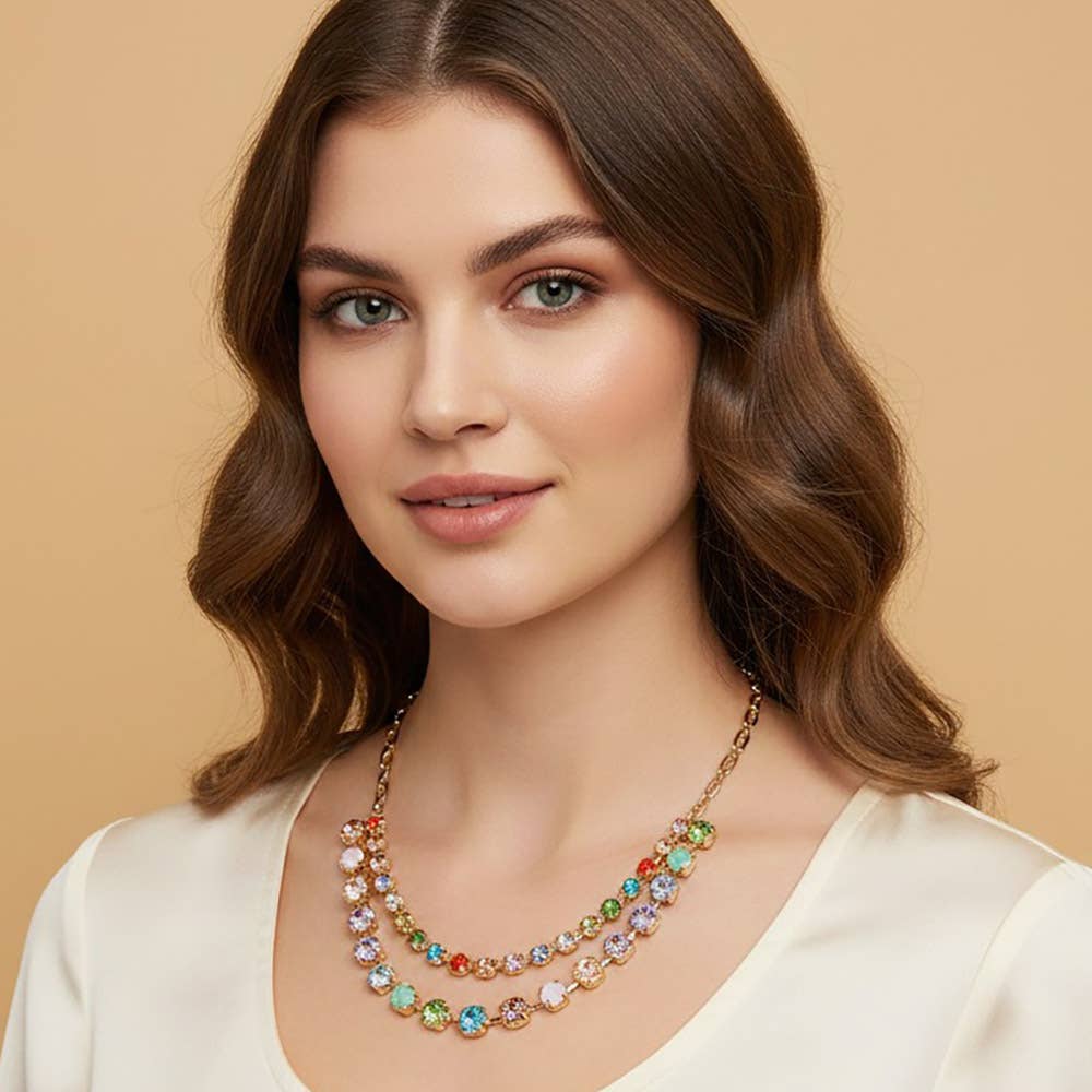Round Stone Layered Statement Necklace